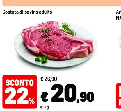 Costata di bovino adulto