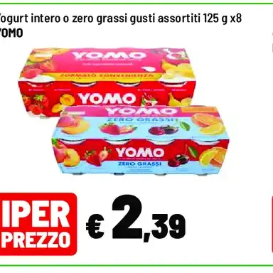 Yogurt intero o zero grassi gusti assortiti