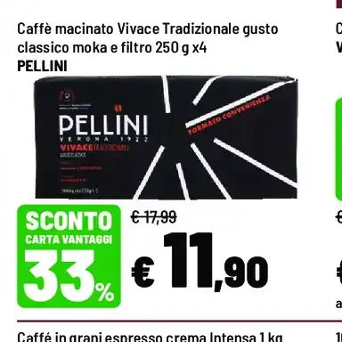 Caffè macinato Vivace Tradizionale gusto classico moka e filtro