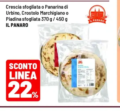 Crescia sfogliata o Panarina di Urbino, Crostolo Marchigiano o Piadina sfogliata 370 g / 450 g