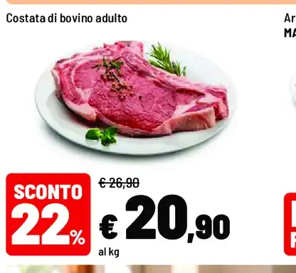 Costata di bovino adulto