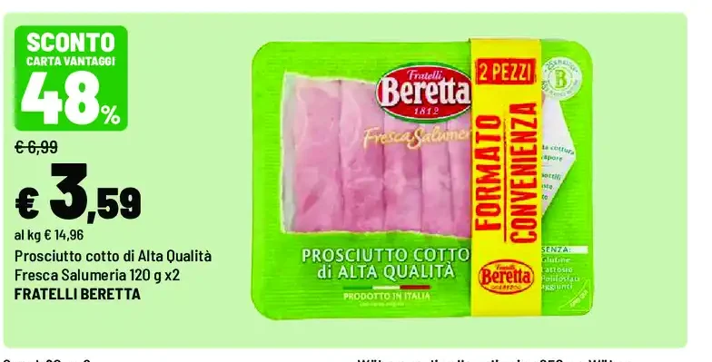Prosciutto cotto di Alta Qualità Fresca Salumeria