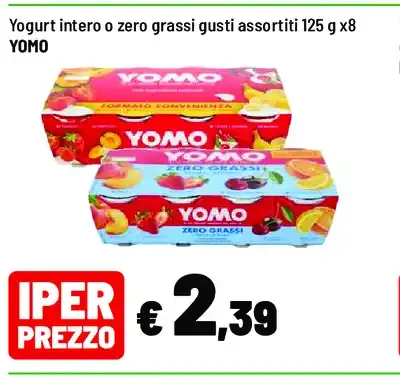 Yogurt intero o zero grassi gusti assortiti