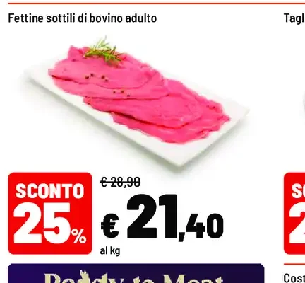 Fettine sottili di bovino adulto