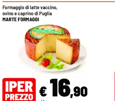 Formaggio di latte vaccino, ovino e caprino di Puglia Marte Formaggi