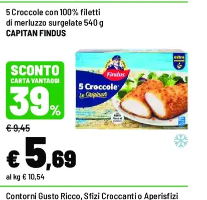 5 croccole con filetti di merluzzo surgelate CAPITAN FINDUS