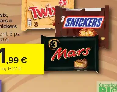 Twix, Mars o Snickers