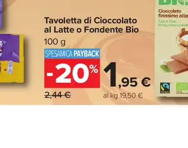 Tavoletta di Cioccolato al Latte o Fondente Bio