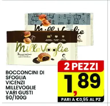 Bocconcini di sfoglia Vicenzi Millevoglie vari gusti 90/100g