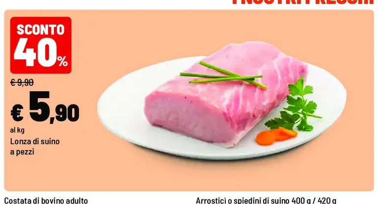 Lonza di suino a pezzi