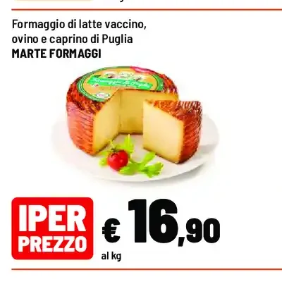 Formaggio di latte vaccino ovino e caprino di Puglia Marte Formaggi