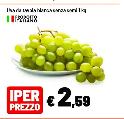 Uva da tavola bianca senza semi