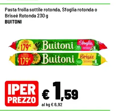 Pasta frolla sottile, sfoglia rotonda o brisée rotonda Buitoni