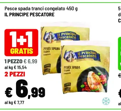 Pesce spada tranci congelato