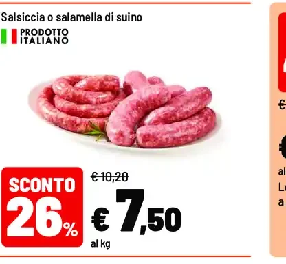 Salsiccia o salamella di suino