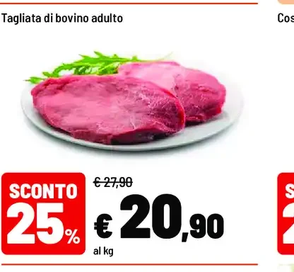 Tagliata di bovino adulto