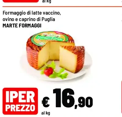 Formaggio di latte vaccino, ovino e caprino di Puglia Marte Formaggi