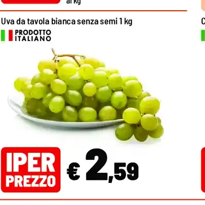 Uva da tavola bianca senza semi 1 kg