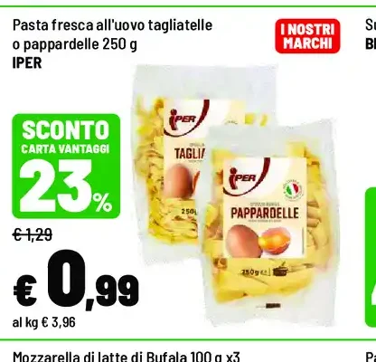 Pasta fresca all'uovo tagliatelle o pappardelle