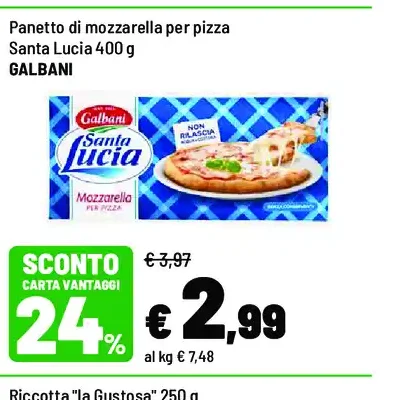 Panetto di mozzarella per pizza