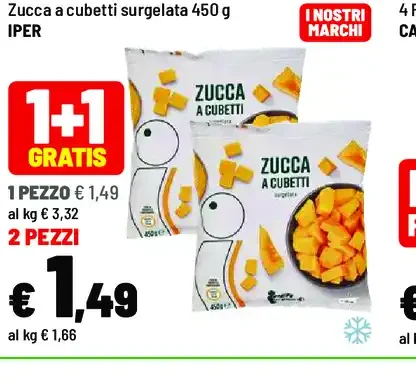 Zucca a cubetti surgelata