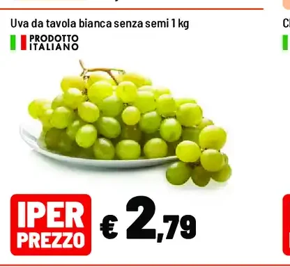 Uva da tavola bianca senza semi