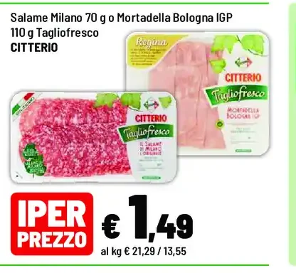Salame Milano o Mortadella Bologna IGP Citterio
