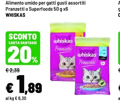 Alimento umido per gatti Whiskas Pranzetti