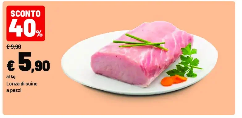 Lonza di suino a pezzi