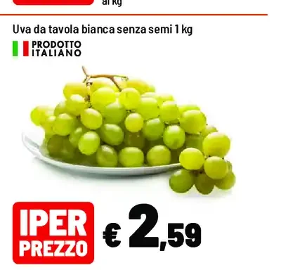 Uva da tavola bianca senza semi