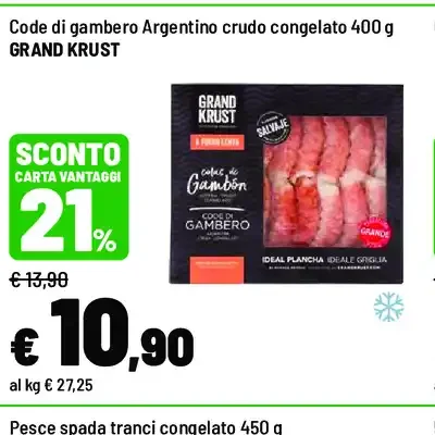 Code di gambero argentino crudo congelato