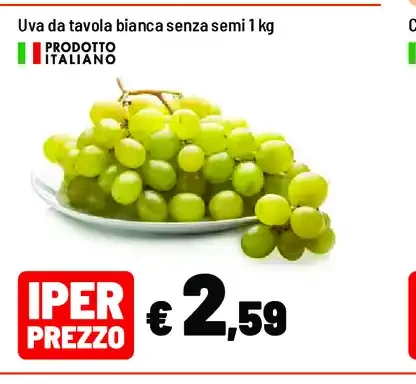 Uva da tavola bianca senza semi