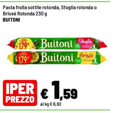 Pasta frolla sottile, sfoglia rotonda o brisée rotonda Buitoni