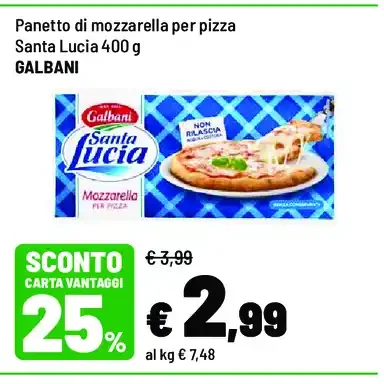 Panetto di mozzarella per pizza