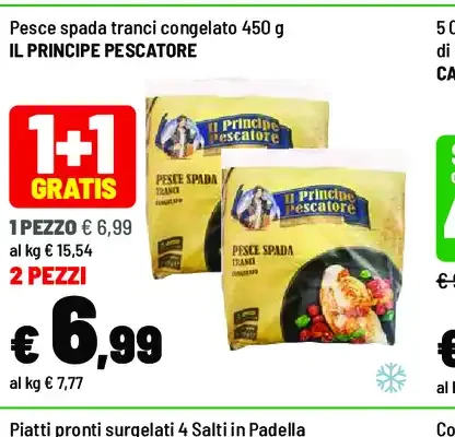 Pesce spada tranci congelato