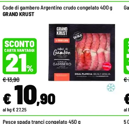 Code di gambero argentino crudo congelato