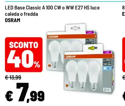 Lampadina LED Base Classic A 100 CW o WW E27