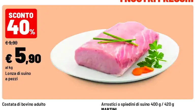 Lonza di suino a pezzi