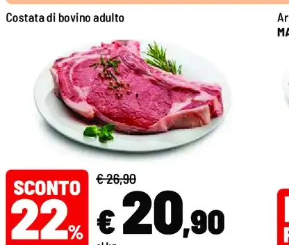 Costata di bovino adulto