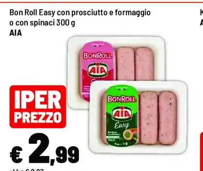 Bon Roll Easy con prosciutto e formaggio o con spinaci