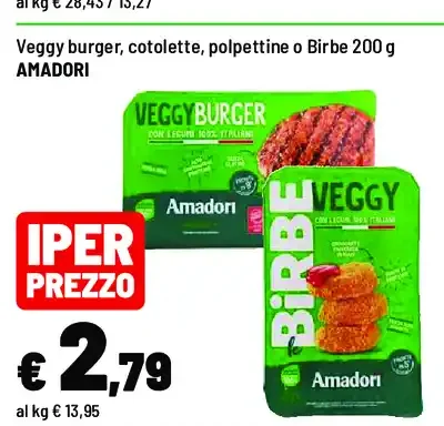 Veggy burger, cotolette, polpette o Birbe Amadori