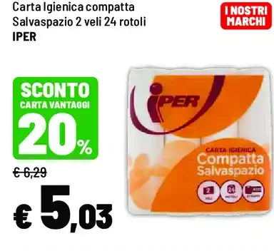 Carta igienica compatta Salvaspazio Iper