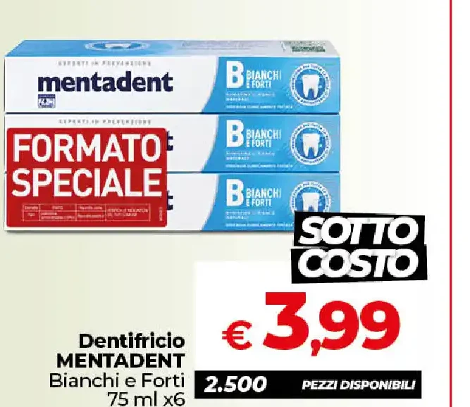 Dentifricio Mentadent Bianchi e Forti