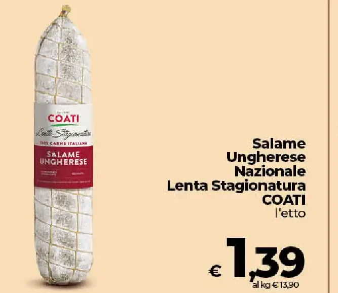 Salame ungherese nazionale lenta stagionatura Coati