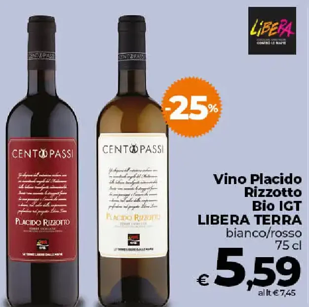 Vino Placido Rizzotto Bio IGT Libera Terra