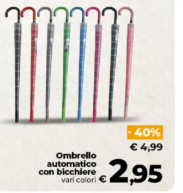 Ombrello automatico con bicchiere