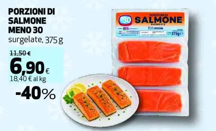 Porzioni di salmone Meno 30