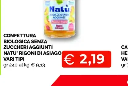 Confettura biologica senza zuccheri aggiunti Natu'