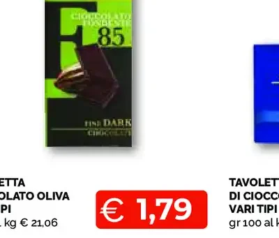 Tavoletta di cioccolato Oliva vari tipi
