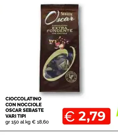 Cioccolatino con nocciole Oscar Sebaste vari tipi
